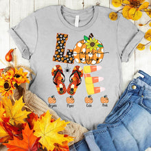 Load image into Gallery viewer, Personalized Love Nana Life Pumpkins Custom Names Shirt For Birthday Christmas Thanksgiving Pumpkin Lover