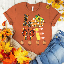 Load image into Gallery viewer, Personalized Love Nana Life Pumpkins Custom Names Shirt For Birthday Christmas Thanksgiving Pumpkin Lover