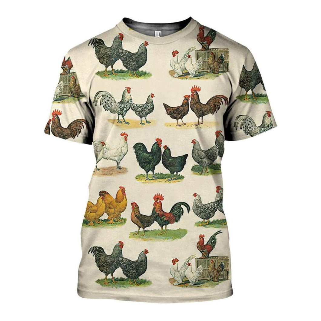 3d All Over Printed Chicken Breeds Art Shirts And Shorts