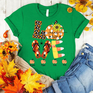 Personalized Love Nana Life Pumpkins Custom Names Shirt For  Birthday Christmas Thanksgiving Pumpkin Lover