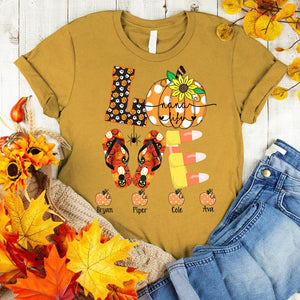 Personalized Love Nana Life Pumpkins Custom Names Shirt For  Birthday Christmas Thanksgiving Pumpkin Lover