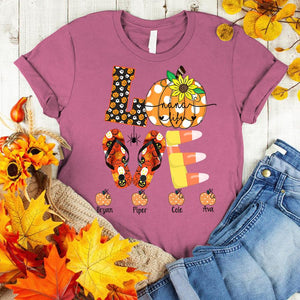 Personalized Love Nana Life Pumpkins Custom Names Shirt For  Birthday Christmas Thanksgiving Pumpkin Lover